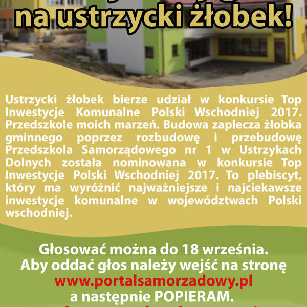 Zagłosuj na ustrzycki żłobek! 